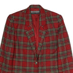 LINDA ALLARD ELLEN TRACY Womens Red & Green Check Jacket UK 14 Wool Blend Button