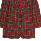 LINDA ALLARD ELLEN TRACY Womens Red & Green Check Jacket UK 14 Wool Blend Button