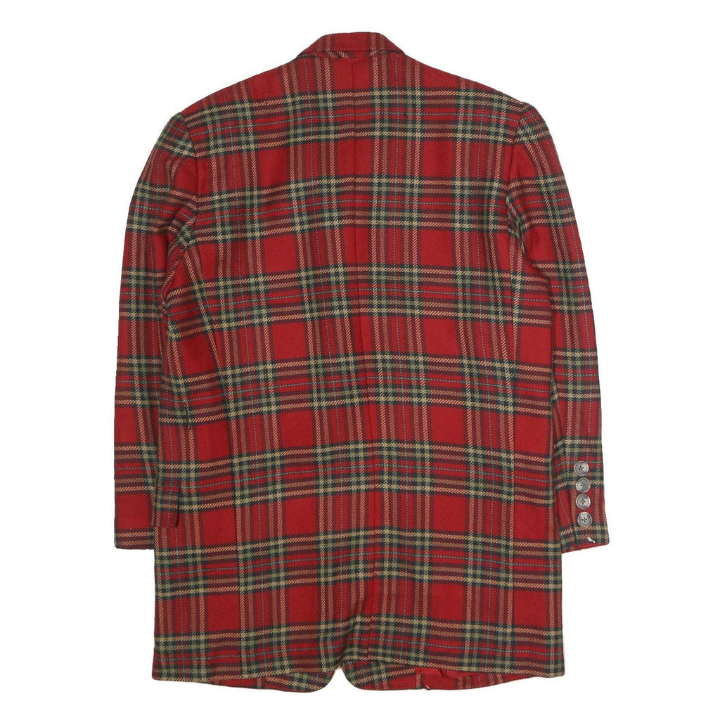 LINDA ALLARD ELLEN TRACY Womens Red & Green Check Jacket UK 14 Wool Blend Button