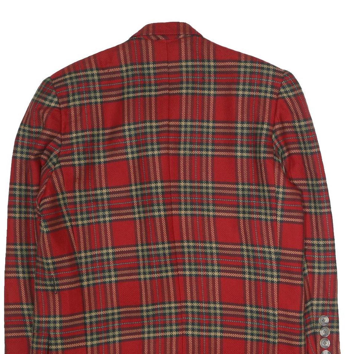 LINDA ALLARD ELLEN TRACY Womens Red & Green Check Jacket UK 14 Wool Blend Button