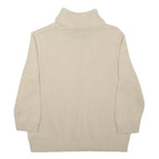 LAUREN RALPH LAUREN Girls Cream Plain Cotton Jumper Roll Neck Cable Knit L