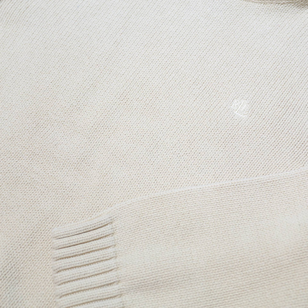 LAUREN RALPH LAUREN Girls Cream Plain Cotton Jumper Roll Neck Cable Knit L