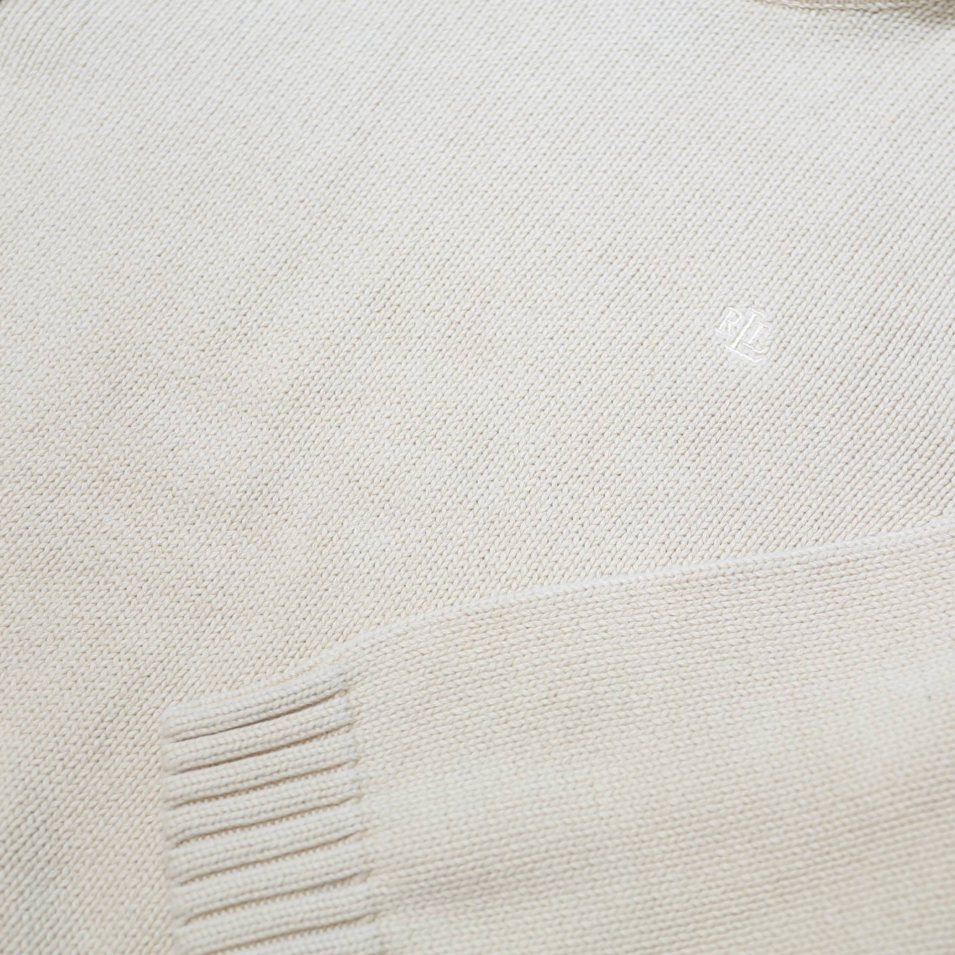 LAUREN RALPH LAUREN Girls Cream Plain Cotton Jumper Roll Neck Cable Knit L