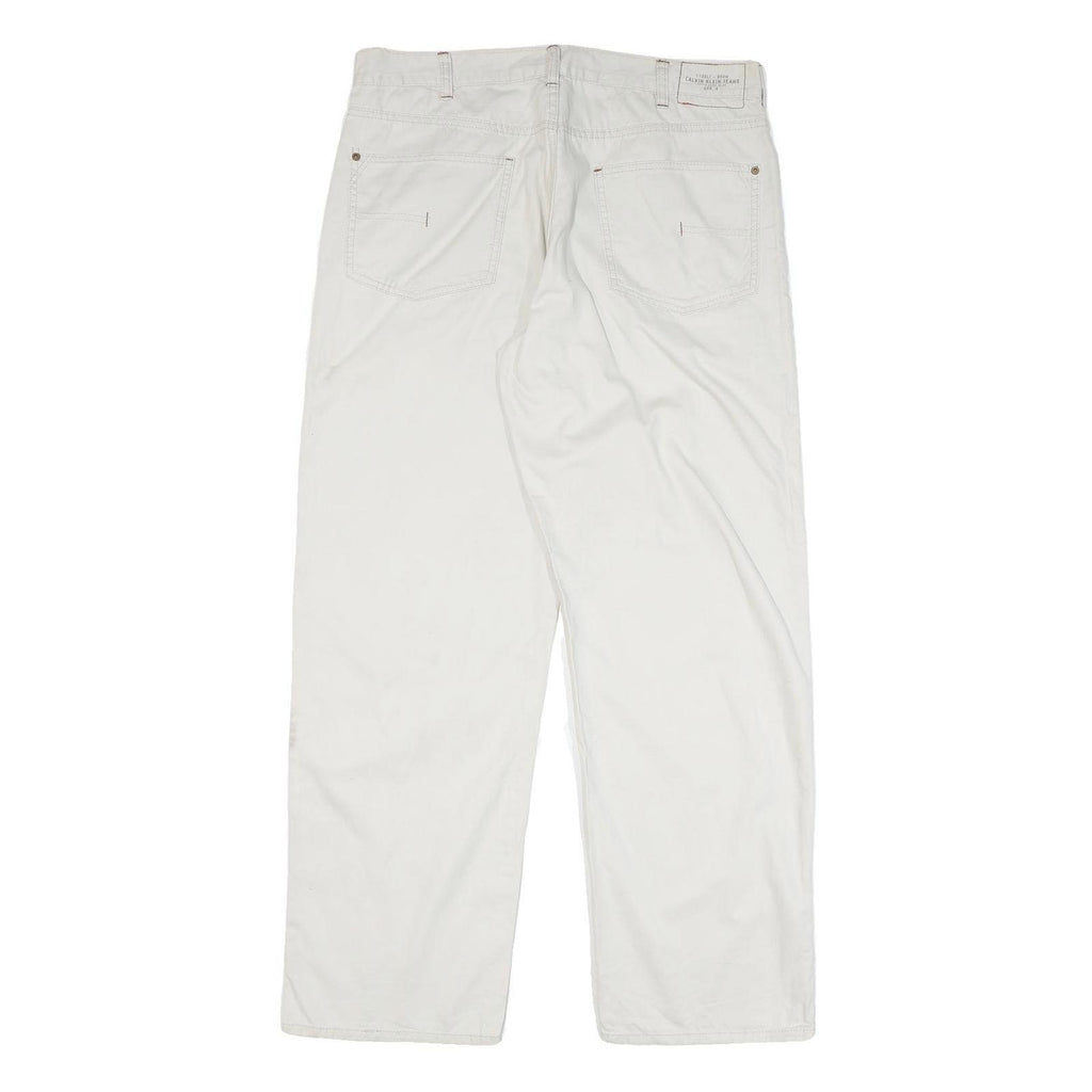CALVIN KLEIN JEANS Mens Cotton Blend White Regular Straight Trousers W34 L31