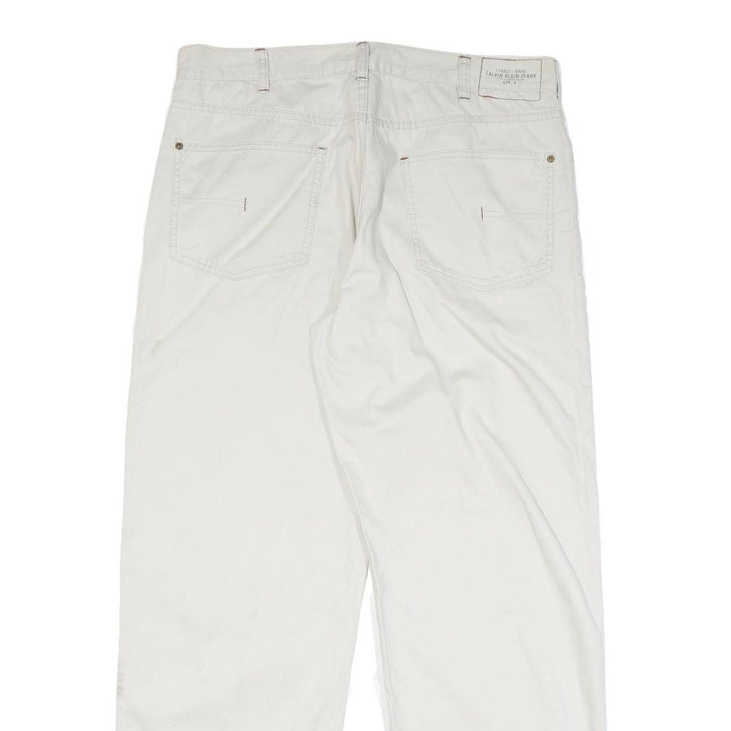 CALVIN KLEIN JEANS Mens Cotton Blend White Regular Straight Trousers W34 L31