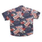 MAGELLAN Mens Blue Red Cotton Printed Shirt L Vintage Classic Car American Flag