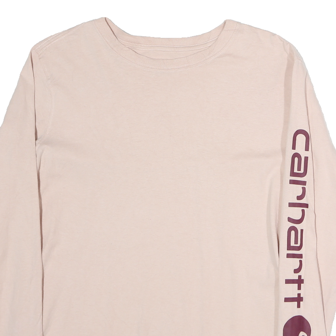CARHARTT Womens Beige Long Sleeve T-Shirt Crew Neck Cotton S Printed Sleeve