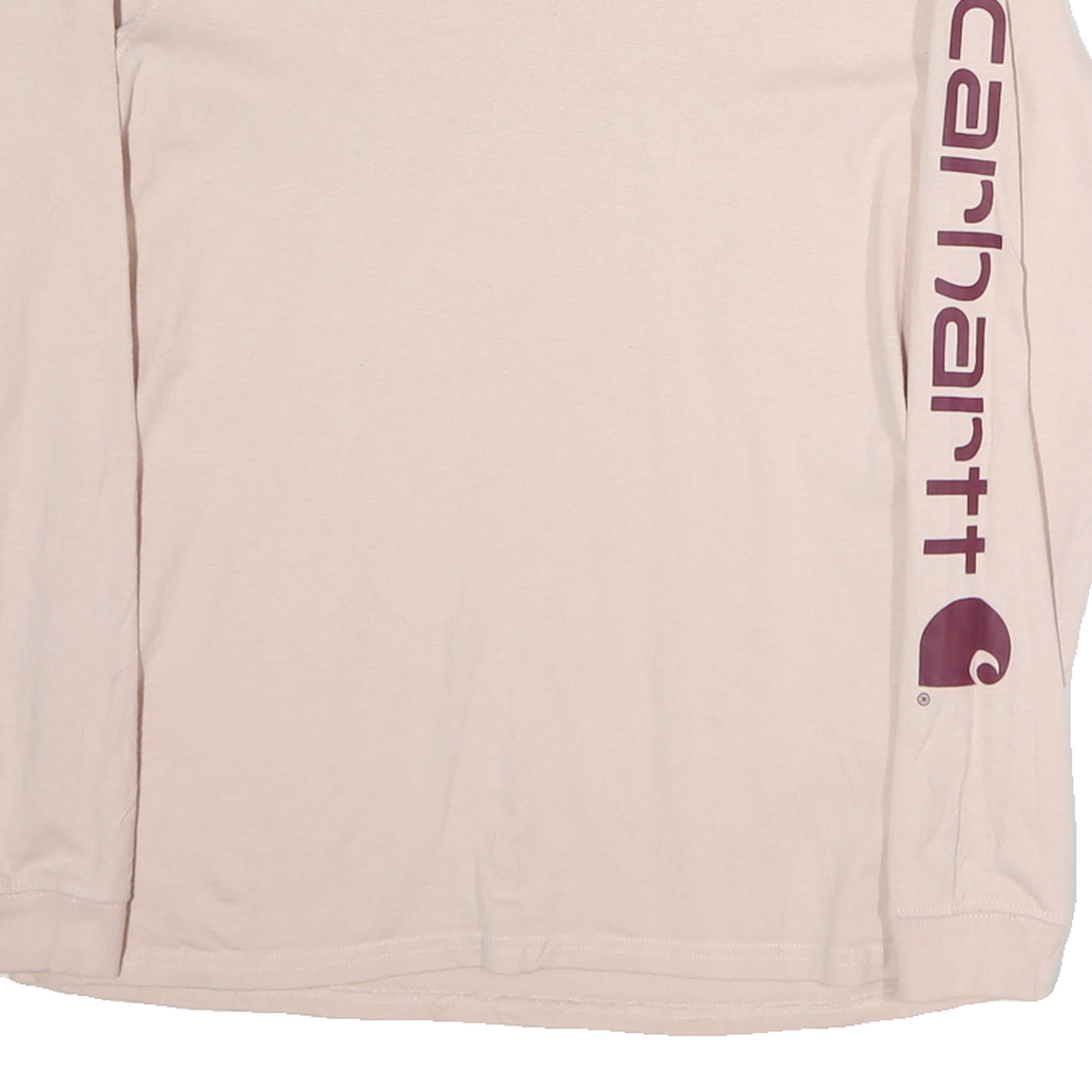 CARHARTT Womens Beige Long Sleeve T-Shirt Crew Neck Cotton S Printed Sleeve