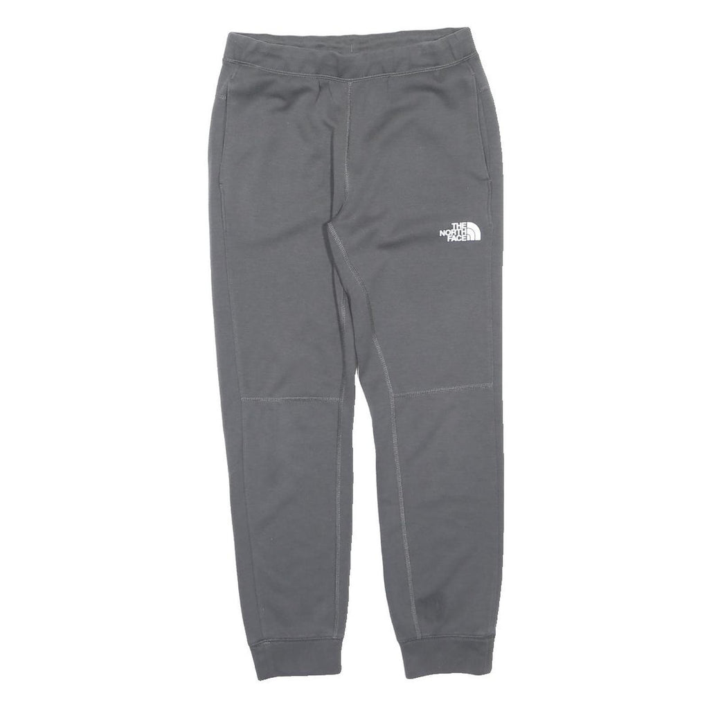 THE NORTH FACE Boys Joggers Grey L W28 L26 Logo Print Slim Tapered Fit