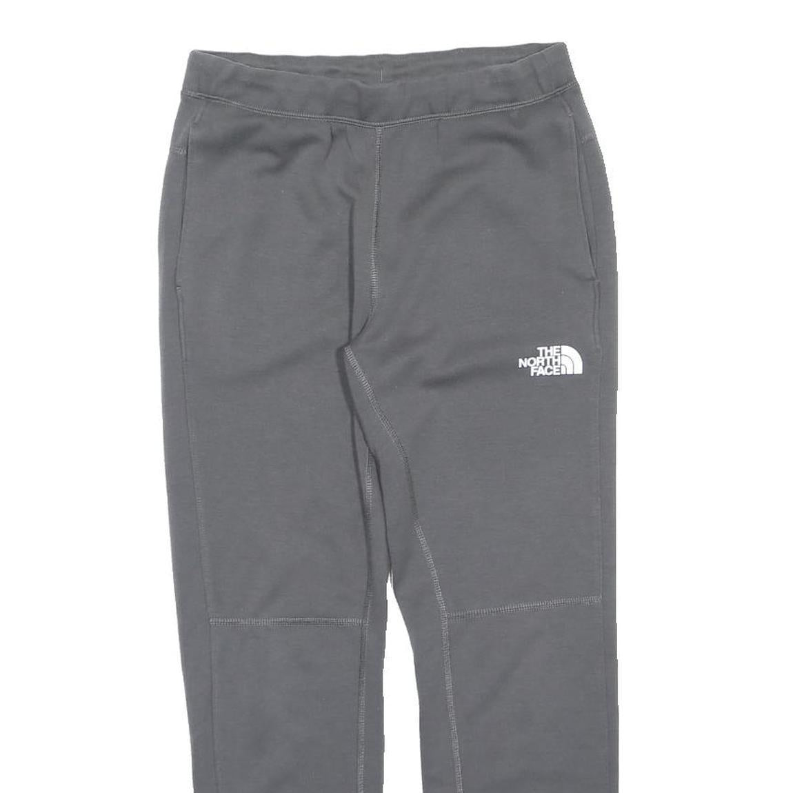THE NORTH FACE Boys Joggers Grey L W28 L26 Logo Print Slim Tapered Fit