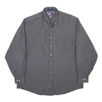 TOMMY HILFIGER Mens Grey Button Down Shirt XL Cotton Blend Casual Classic