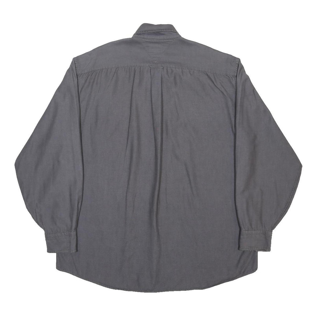 TOMMY HILFIGER Mens Grey Button Down Shirt XL Cotton Blend Casual Classic