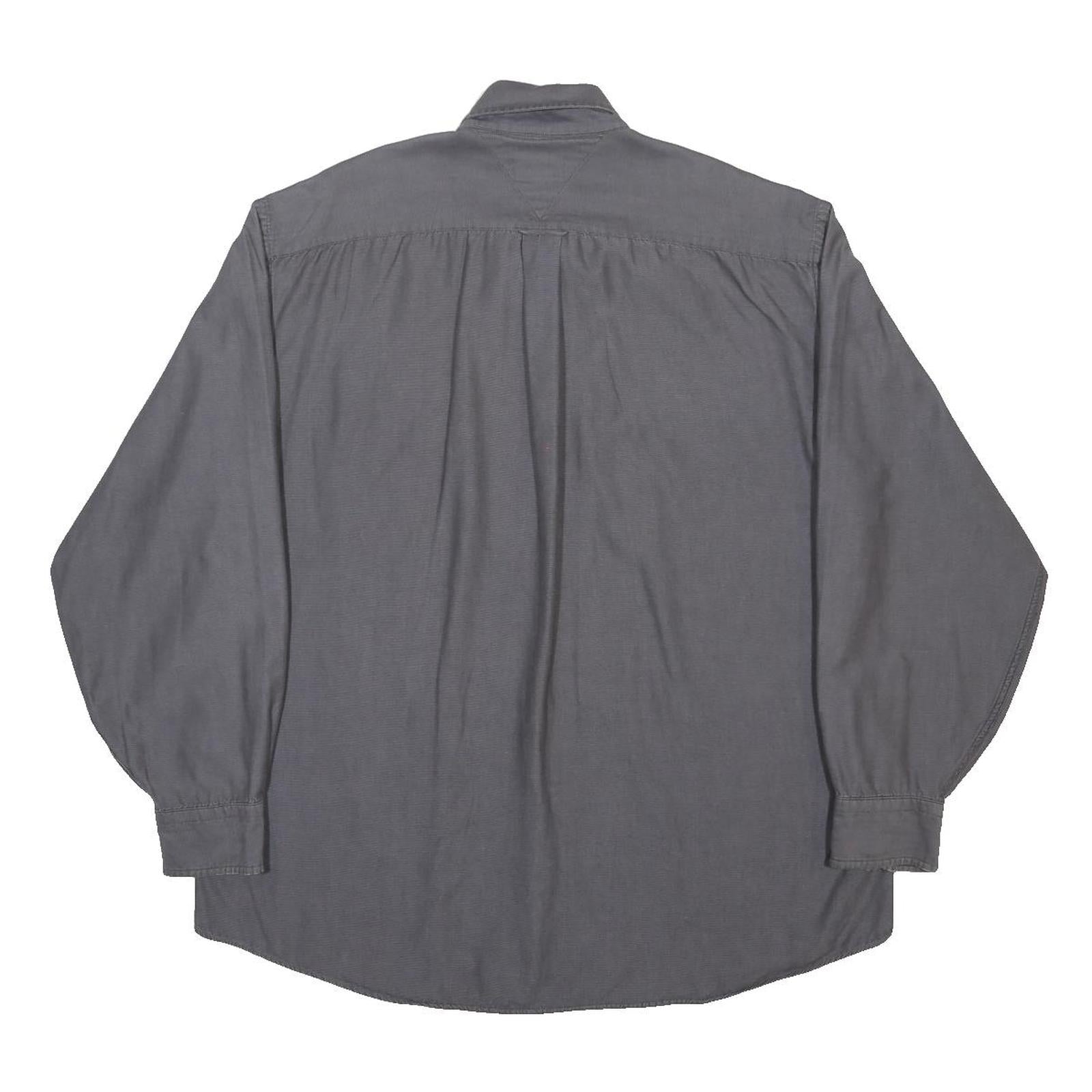 TOMMY HILFIGER Mens Grey Button Down Shirt XL Cotton Blend Casual Classic