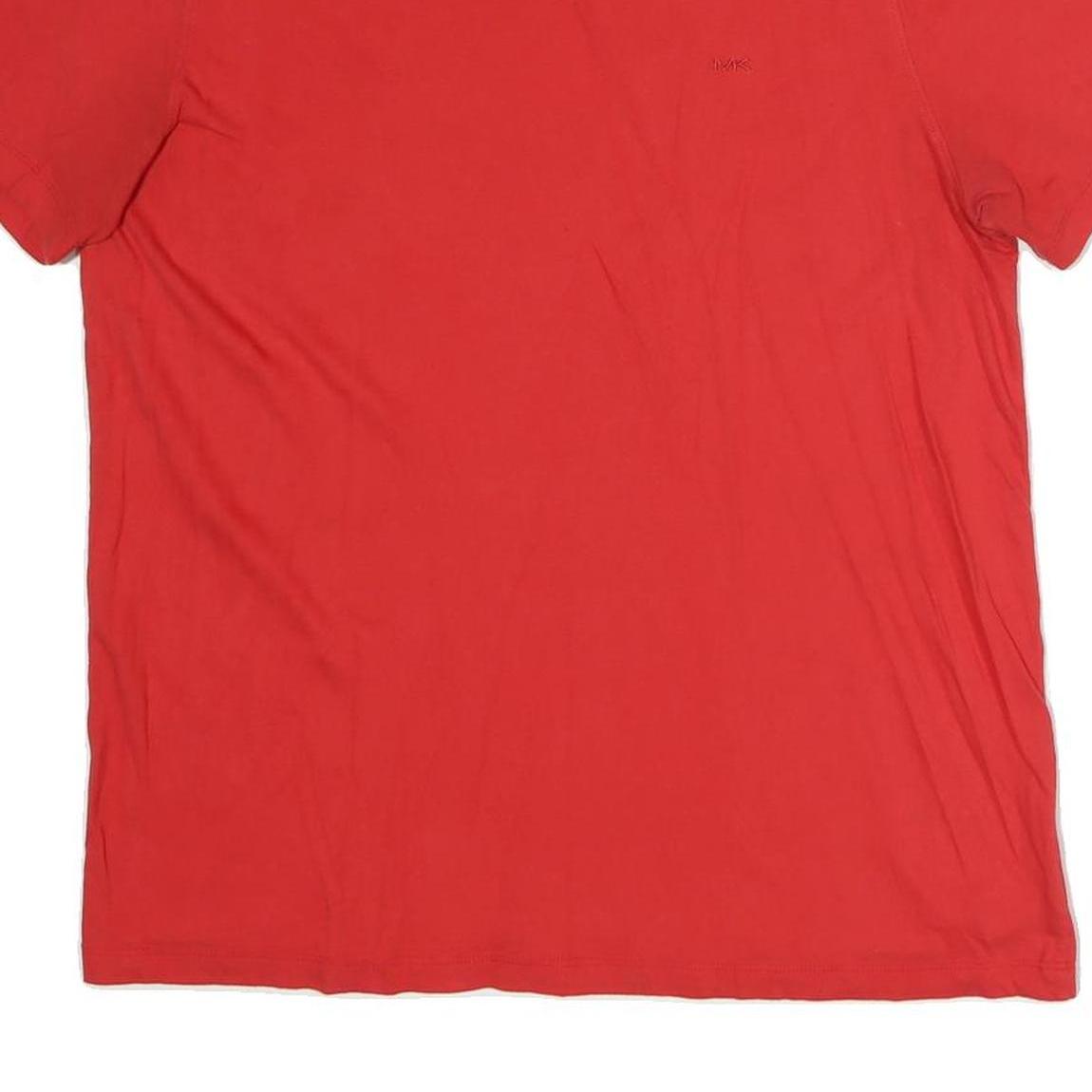 MICHAEL KORS Mens Red Cotton T-Shirt XL Short Sleeve Crew Neck Plain Classic Fit