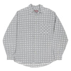 MARLBORO Mens Grey Patterned Cotton Blend Shirt L Casual Long Sleeve Button