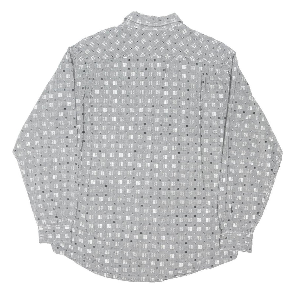 MARLBORO Mens Grey Patterned Cotton Blend Shirt L Casual Long Sleeve Button
