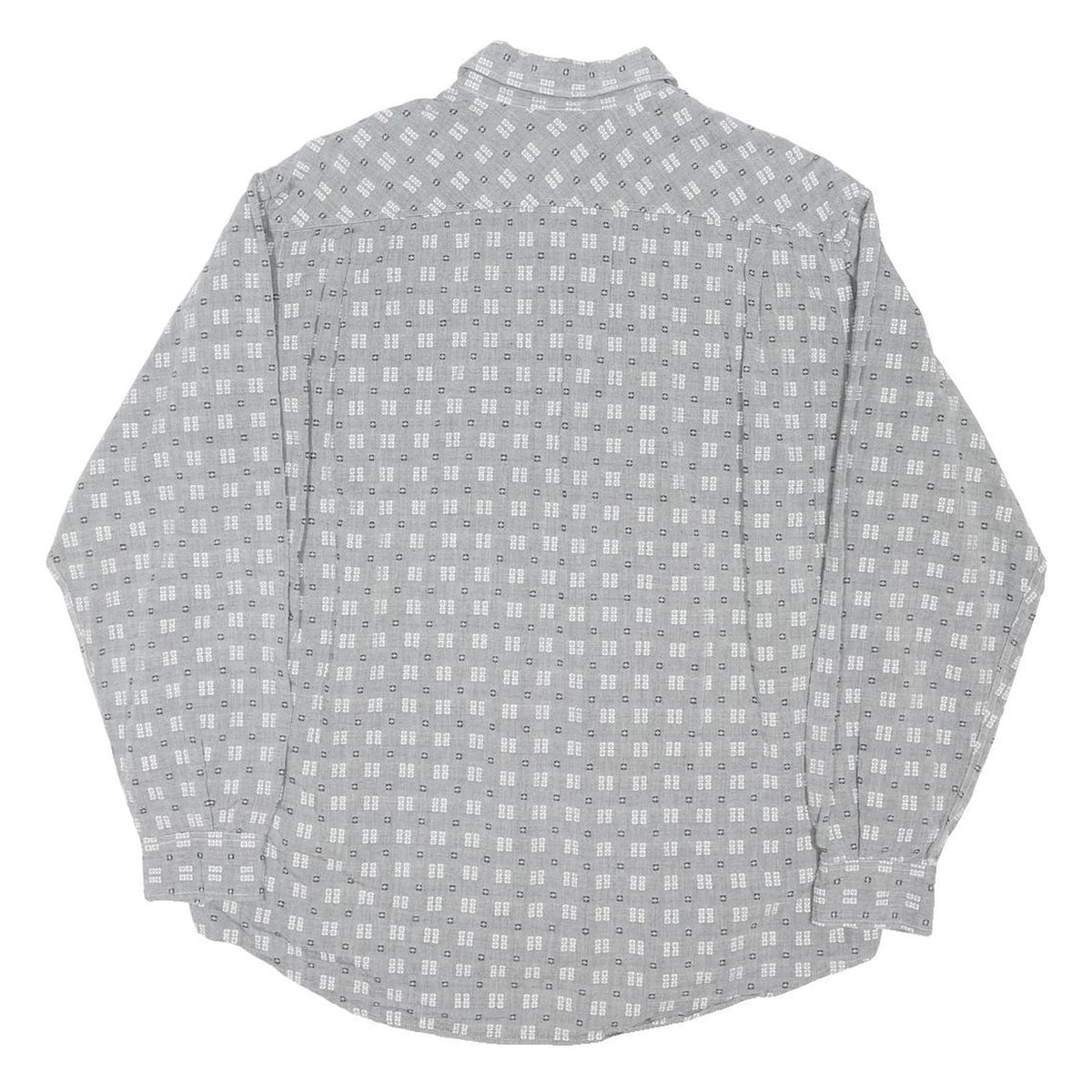 MARLBORO Mens Grey Patterned Cotton Blend Shirt L Casual Long Sleeve Button