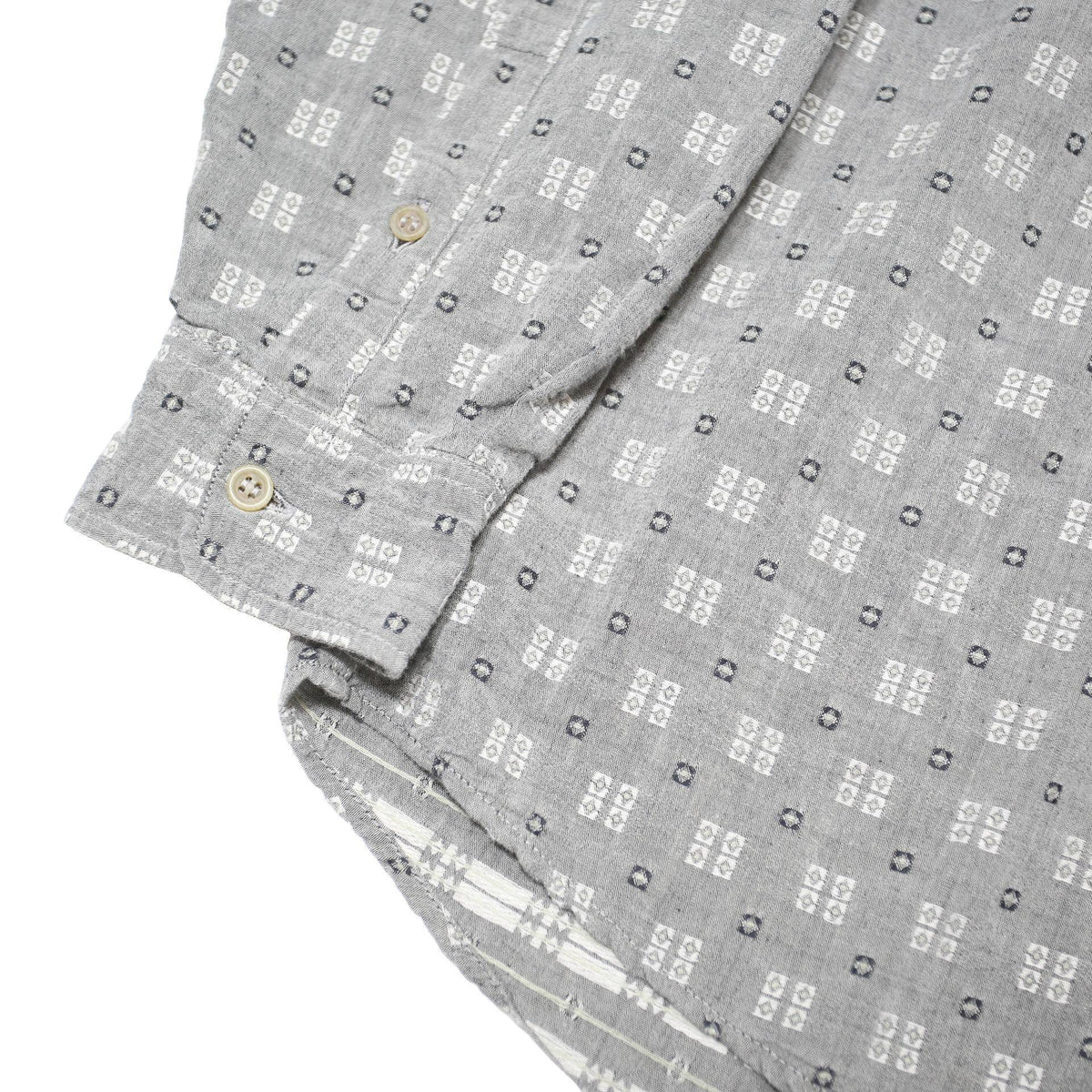 MARLBORO Mens Grey Patterned Cotton Blend Shirt L Casual Long Sleeve Button