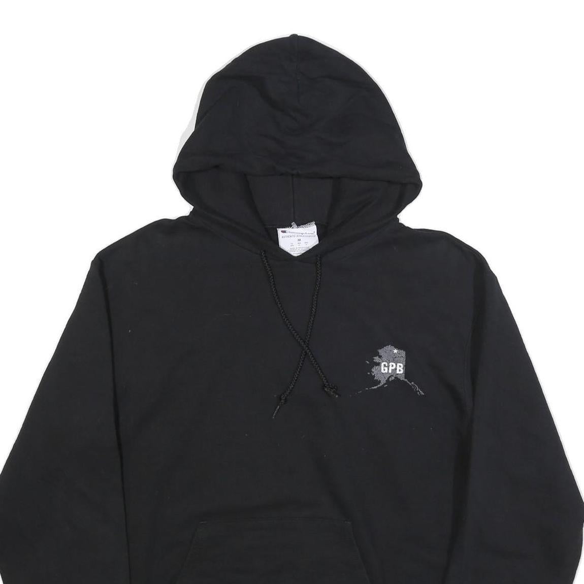 CHAMPION Mens Black Hoodie M End Of The Road Prudhoe Bay Alaska Cotton Blend