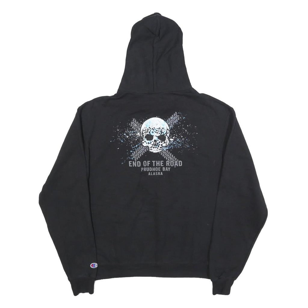 CHAMPION Mens Black Hoodie M End Of The Road Prudhoe Bay Alaska Cotton Blend