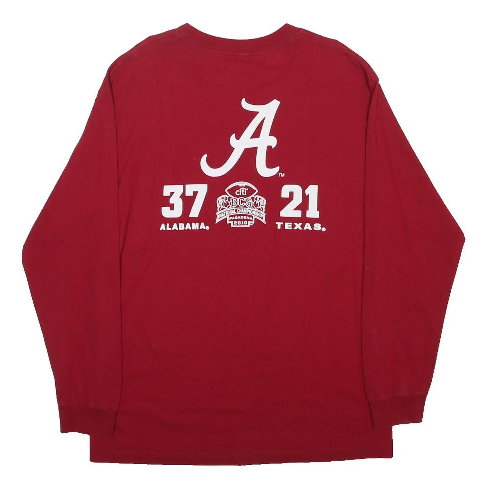 TRI LAKE SPORTSWEAR Mens Red Alabama Football Champions Long Sleeve Crew Neck