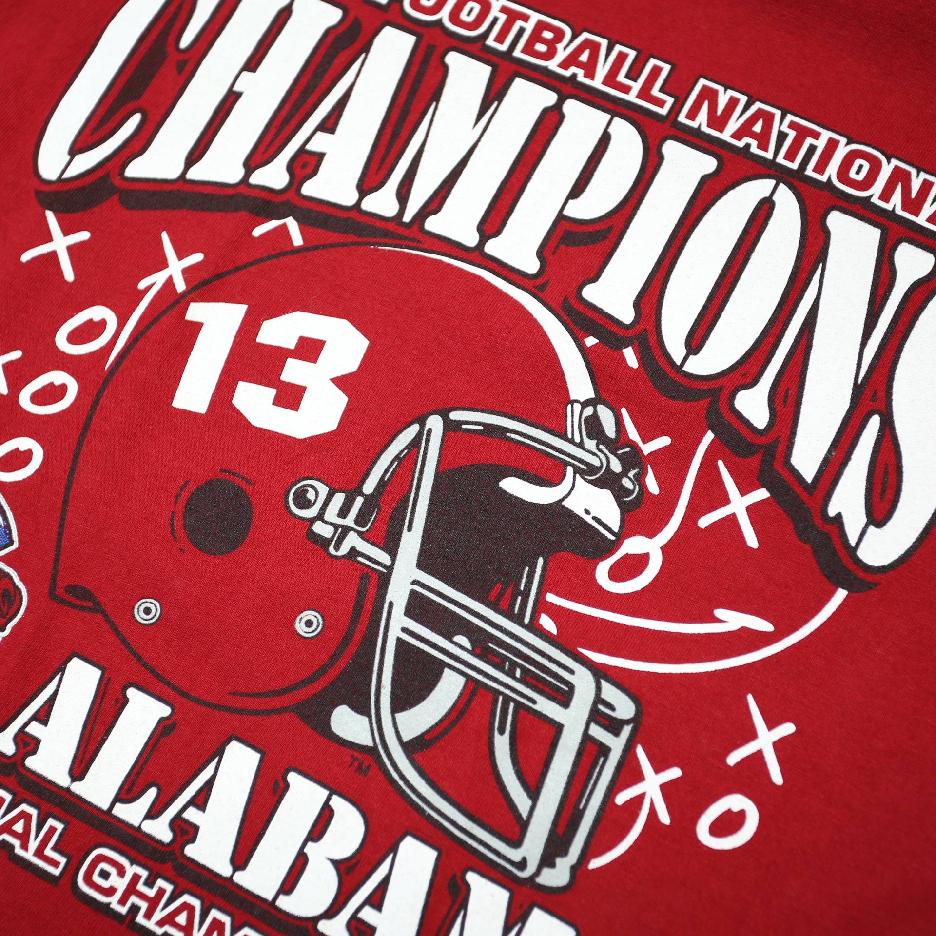 TRI LAKE SPORTSWEAR Mens Red Alabama Football Champions Long Sleeve Crew Neck