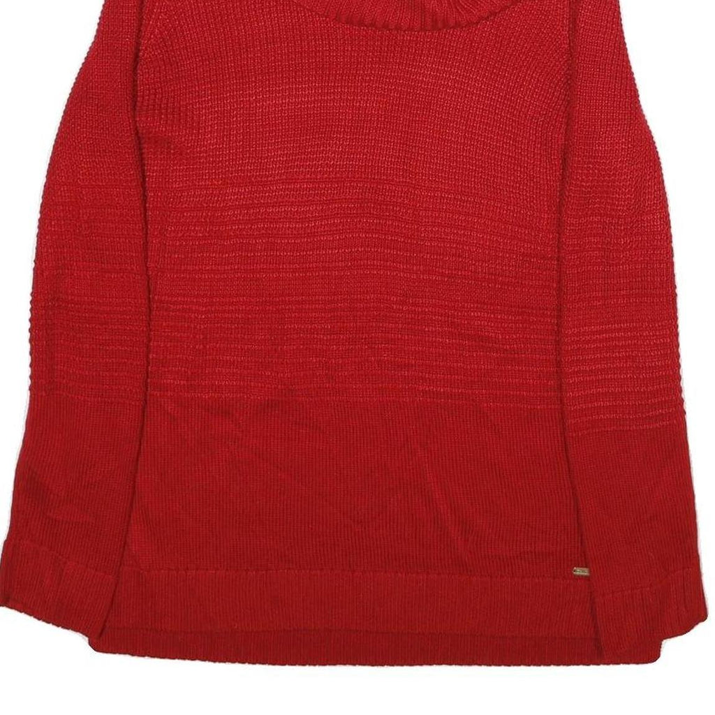 CALVIN KLEIN Womens Red Plain Pullover Roll Neck Chunky Knit S Acrylic Jumper