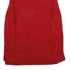 CALVIN KLEIN Womens Red Plain Pullover Roll Neck Chunky Knit S Acrylic Jumper