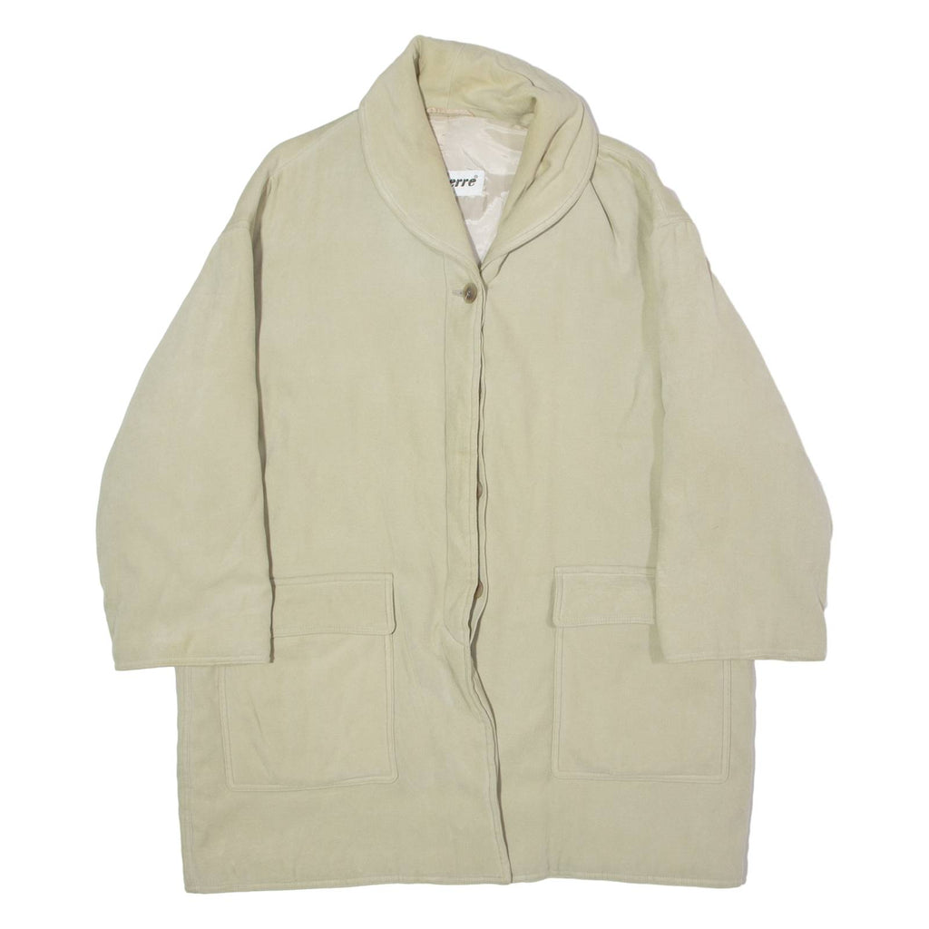 DONAIRE Womens Overcoat Coat Beige Velvet Viscose 90s UK 14