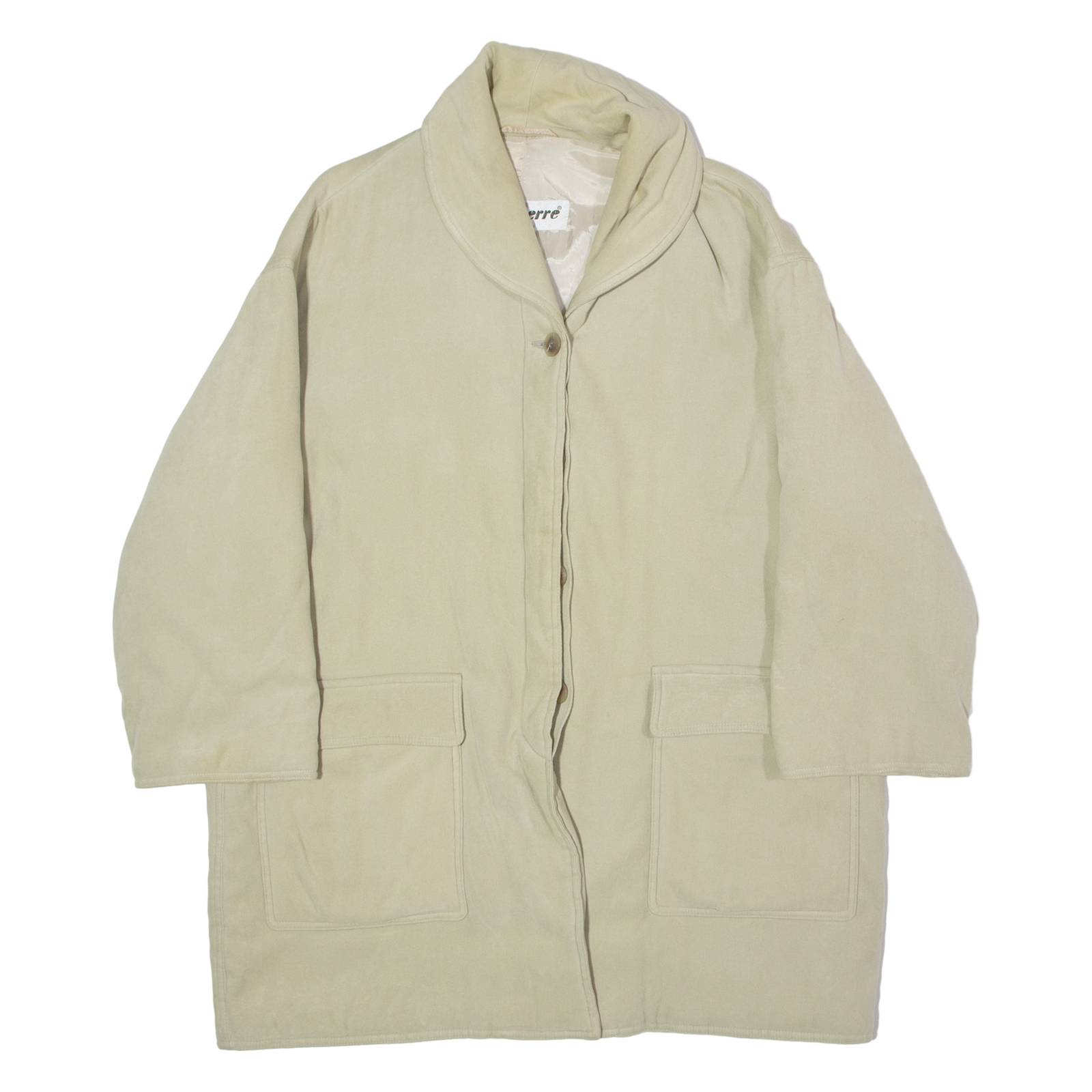 DONAIRE Womens Overcoat Coat Beige Velvet Viscose 90s UK 14