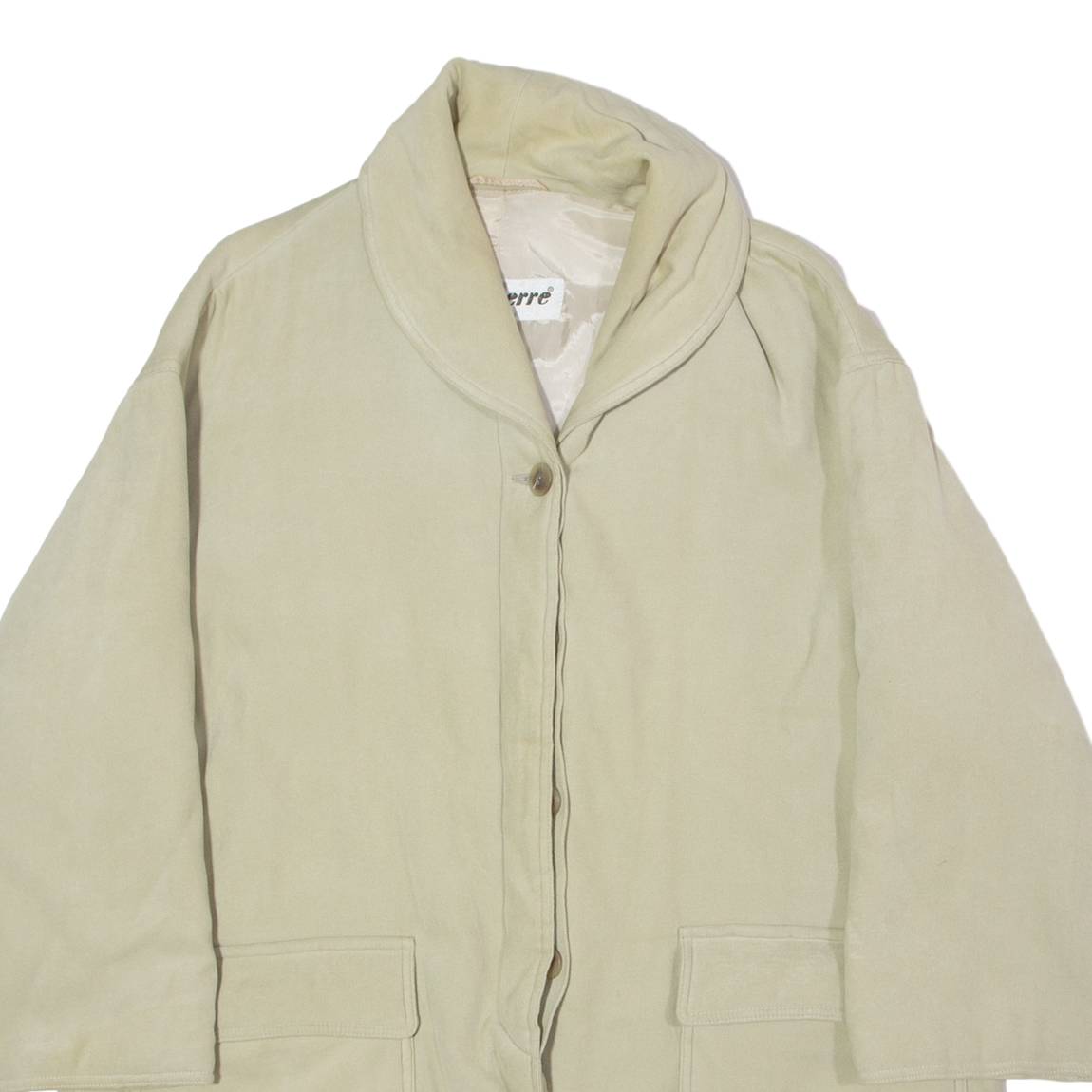 DONAIRE Womens Overcoat Coat Beige Velvet Viscose 90s UK 14
