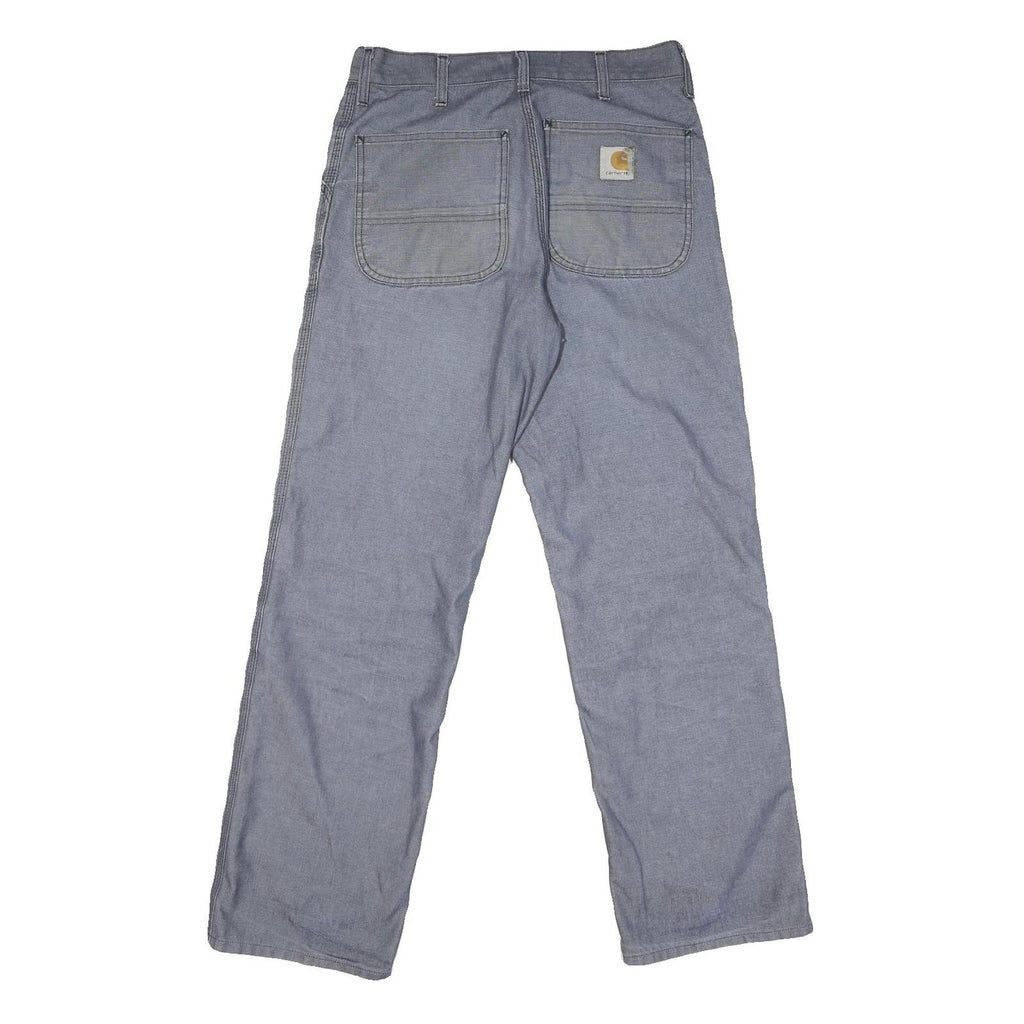 CARHARTT Mens Cotton Blend Blue Regular Straight Trousers W30 L30 Workwear Zip