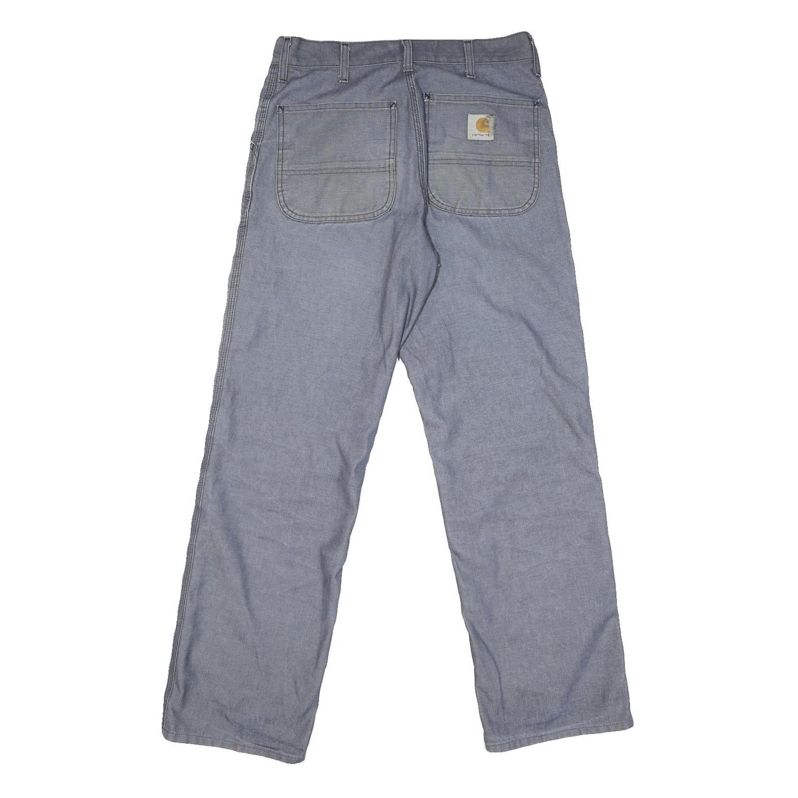 CARHARTT Mens Cotton Blend Blue Regular Straight Trousers W30 L30 Workwear Zip