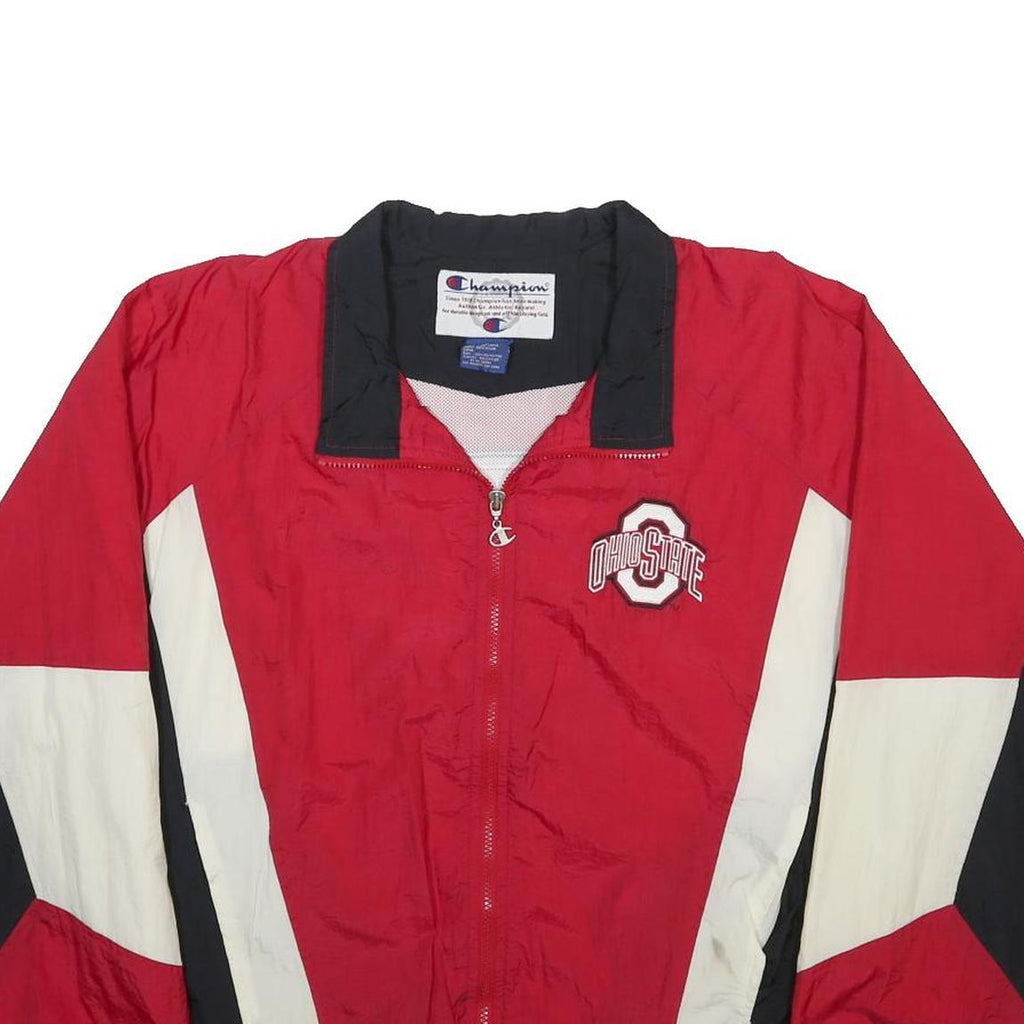 CHAMPION Mens Red & Cream Ohio State Track Nylon Jacket L Sportswear