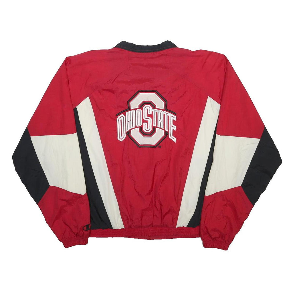 CHAMPION Mens Red & Cream Ohio State Track Nylon Jacket L Sportswear