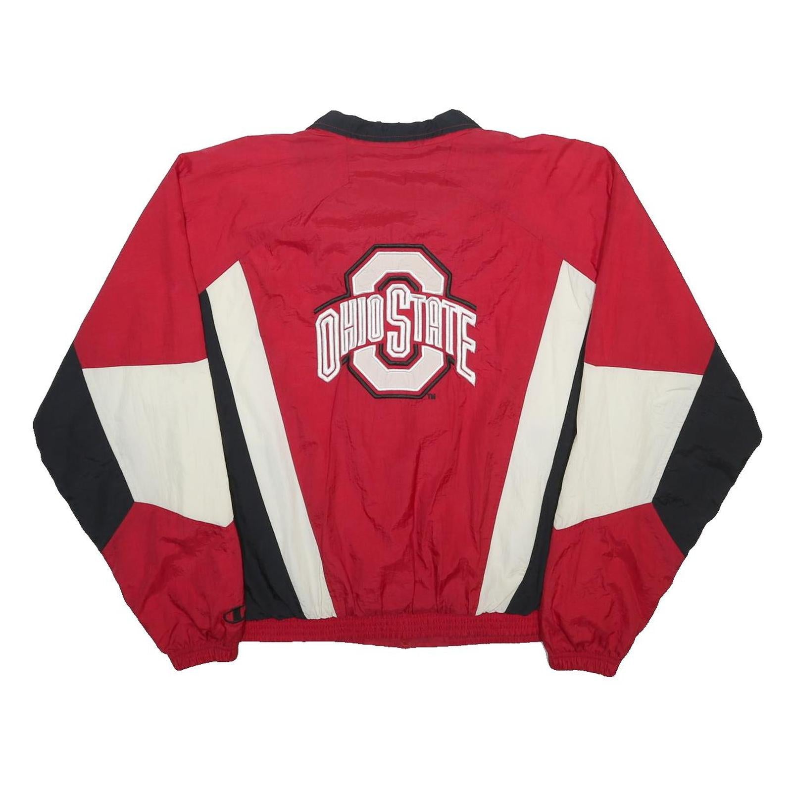 CHAMPION Mens Red & Cream Ohio State Track Nylon Jacket L Sportswear