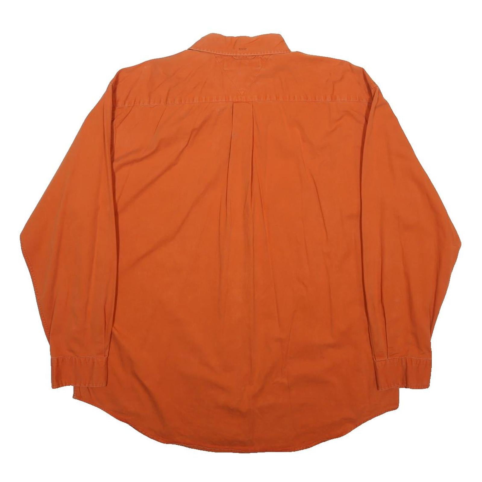 TOMMY HILFIGER Mens Orange Cotton Shirt XL Casual Long Sleeve Button Pocket
