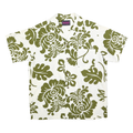 NOW! Mens White & Olive Green Cotton Blend Short Sleeve Shirt S Relaxed Fit