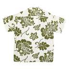 NOW! Mens White & Olive Green Cotton Blend Short Sleeve Shirt S Relaxed Fit