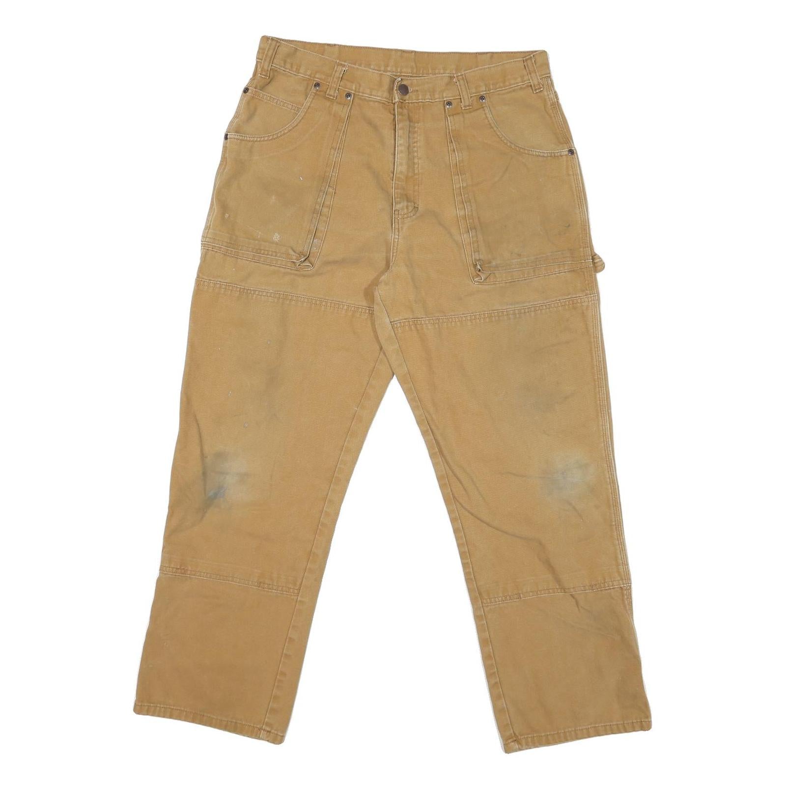 DICKIES Mens Regular Fit Beige Workwear Cotton Blend Jeans W34 L28 Durable Zip