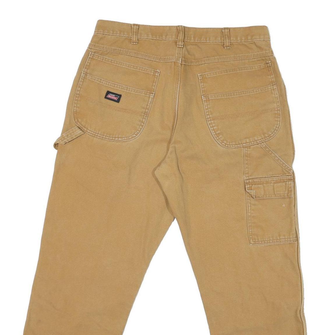 DICKIES Mens Regular Fit Beige Workwear Cotton Blend Jeans W34 L28 Durable Zip