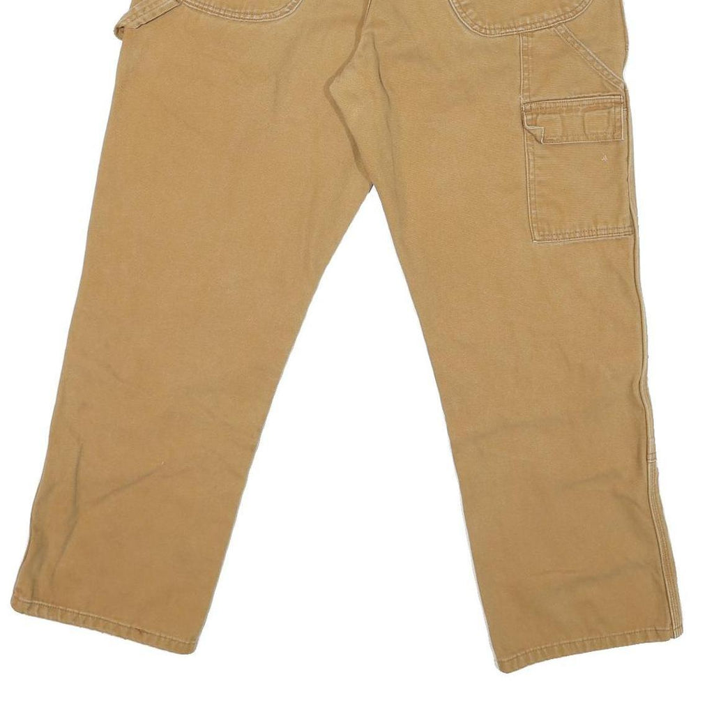 DICKIES Mens Regular Fit Beige Workwear Cotton Blend Jeans W34 L28 Durable Zip