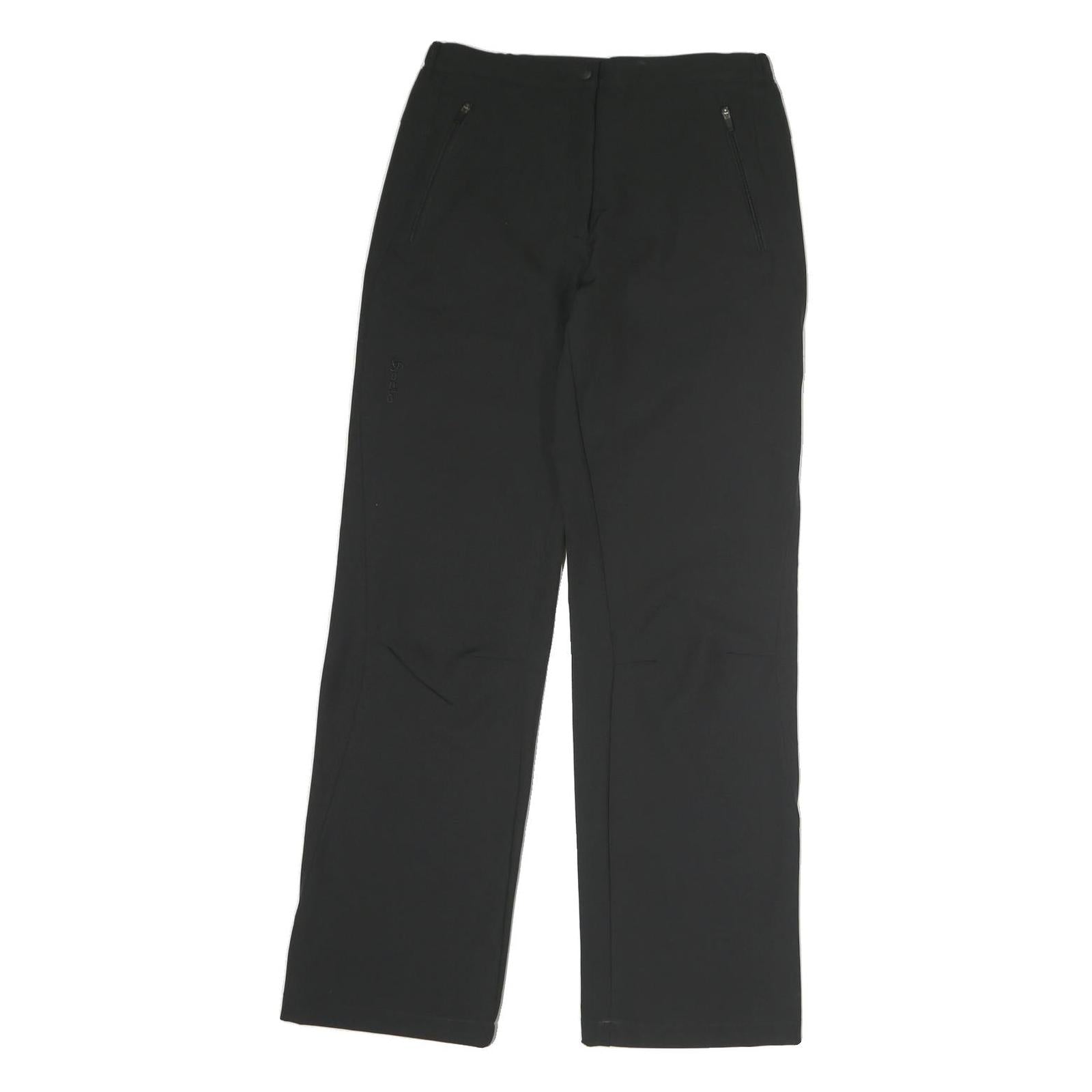 ODLO Womens Black Regular Fit Straight Leg Cotton Blend Trousers W28 L29 Casual