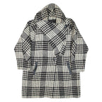 CIRSTEIN Womens Overcoat Coat White Knit Wool Check L