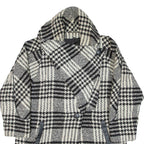 CIRSTEIN Womens Overcoat Coat White Knit Wool Check L