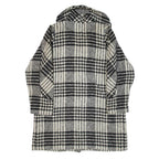 CIRSTEIN Womens Overcoat Coat White Knit Wool Check L