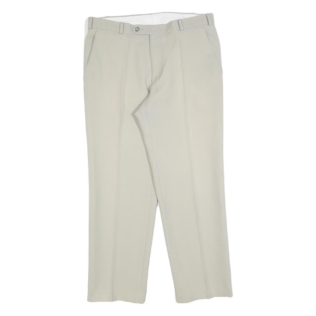 CLASSIC MAN Mens Regular Beige Trousers W34 L28 Zip Closure Formal Style