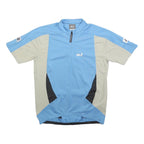 JACK WOLFSKIN Mens Blue & Beige Cycling T-Shirt M Short Sleeve 1/4 Zip Polyester