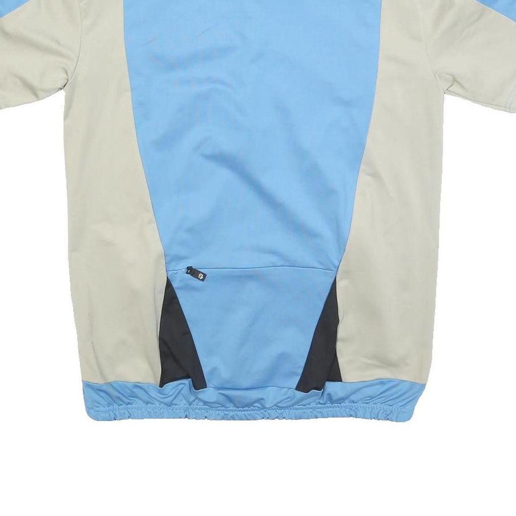 JACK WOLFSKIN Mens Blue & Beige Cycling T-Shirt M Short Sleeve 1/4 Zip Polyester