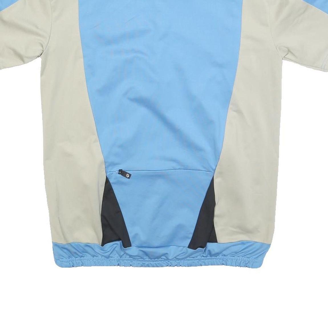 JACK WOLFSKIN Mens Blue & Beige Cycling T-Shirt M Short Sleeve 1/4 Zip Polyester